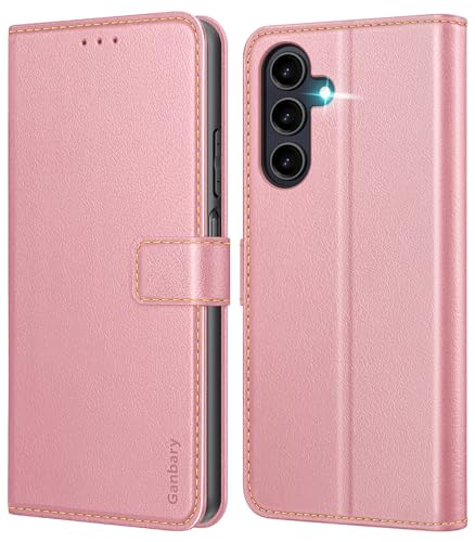 Ganbary Handyhülle für Samsung Galaxy A25 5G Hülle, Premium Leder Klapphülle [Kartenschlitzen] [Magnetverschluss] [Standfunktion] kompatibel mit Galaxy A25 5G Schutzhülle, Rosa von Ganbary