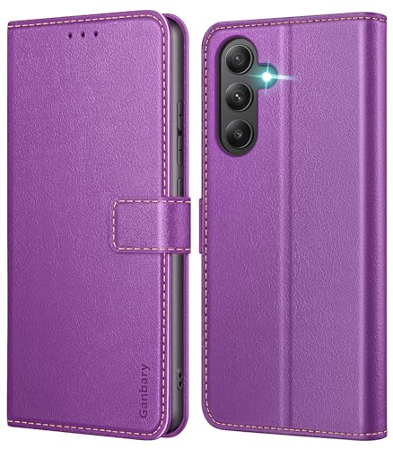 Ganbary Handyhülle für Samsung Galaxy A55 5G Hülle, Premium Leder Klapphülle [Kartenschlitzen] [Magnetverschluss] [Standfunktion] kompatibel mit Galaxy A55 5G Schutzhülle, Violett von Ganbary