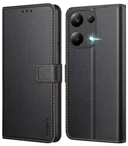 Ganbary Handyhülle für Xiaomi Redmi Note 13 Pro 4G (Nicht für 5G) Hülle, Premium Leder Klapphülle [Kartenschlitzen] [Standfunktion] kompatibel mit Xiaomi Redmi Note 13 Pro 4G Schutzhülle, Schwarz von Ganbary