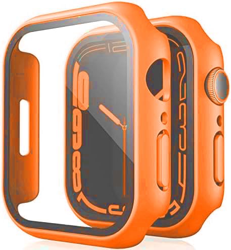 Gaostone Displayschutzfolie für Apple Watch Serie 9, Serie 8, Serie 7, 41 mm, harter PC, kratzfest, blasenfreie Schutzhülle für iWatch 9/8/7, Orange (2 Stück) von Gaostone