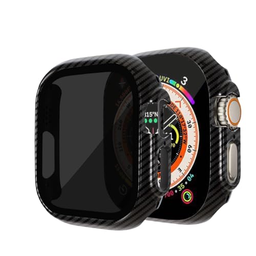 Gaostone Displayschutzfolie für Apple Watch Serie 9, Serie 8, Serie 7, 45 mm, Sichtschutz, Hart-PC, kratzfest, [Anti-Peeping], 9H gehärtetes Glas, Schutzhülle für iWatch 9/8/7, Kohlefaser, 2 Stück von Gaostone