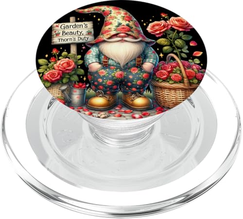 Floral Flower Garden Gnome Dad With Red Roses Funny Gardener PopSockets PopGrip für MagSafe von Garden Gnome Dad Gardening Gifts For Men And Women