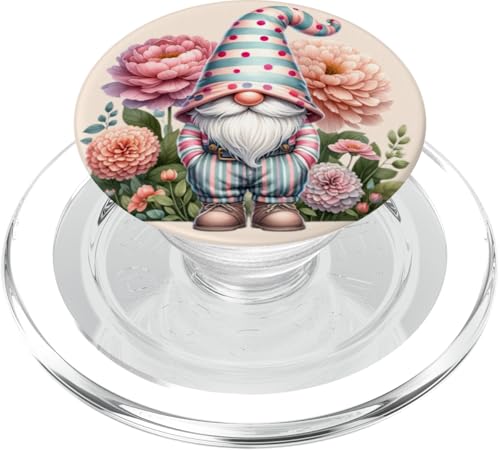 Floral Hippie Gnome Graphic For Men And Women Unique Spring PopSockets PopGrip für MagSafe von Garden Gnome Dad Gardening Gifts For Men And Women