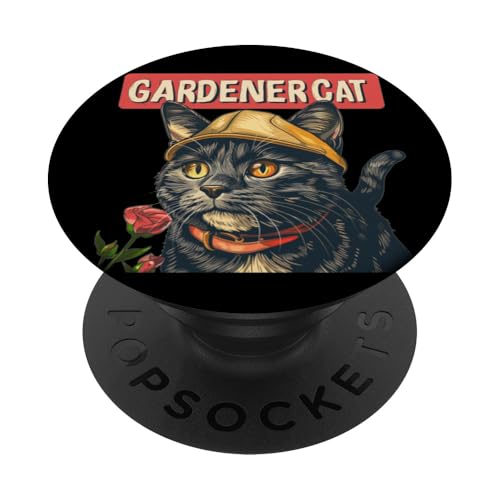 Coole Katze mit Hut und Gärtner Statement PopSockets mit austauschbarem PopGrip von Gardener Cat Outfit