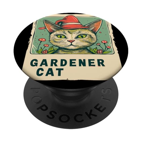 Hübsche Gärtnerkatze PopSockets mit austauschbarem PopGrip von Gardener Cat Outfit