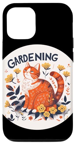 Hülle für iPhone 12/12 Pro Lustige Katze in Pflanzen und Blumen für Gartenredefans von Gardener Cat Outfit