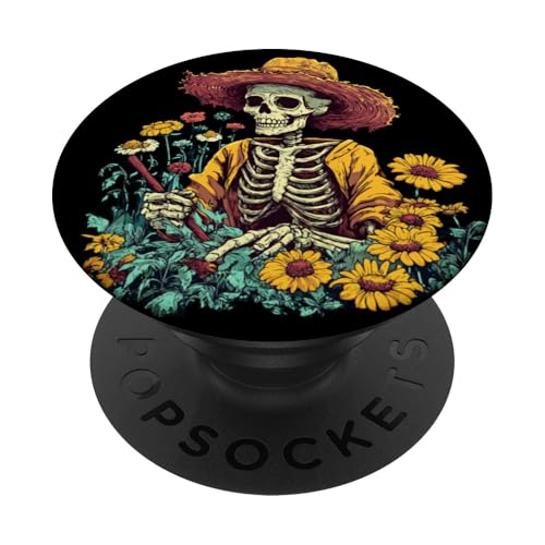 Hübsches Skelett mit Gartenhut für einen komödiantischen Touch PopSockets Klebender PopGrip von Gardening Skeleton