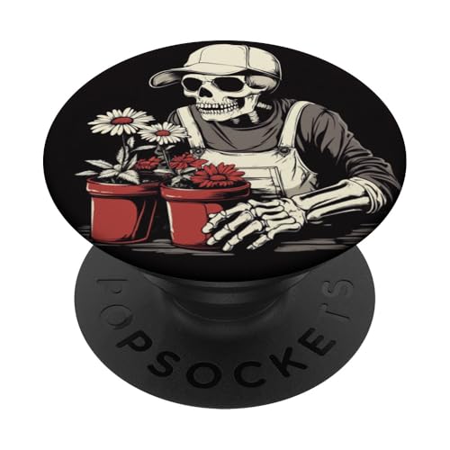 Lustiger Skelettgärtner für Pflanzen- und Blühliebhaber PopSockets Klebender PopGrip von Gardening Skeleton