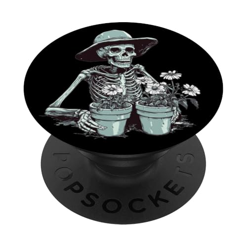 Lustiges Garten-Skelett mit Pflanzen Kostüm PopSockets Klebender PopGrip von Gardening Skeleton