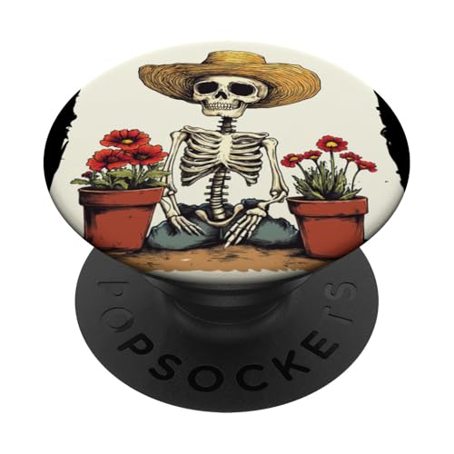 Witziges Gärtner-Skelett für einen humorvollen Look PopSockets Klebender PopGrip von Gardening Skeleton