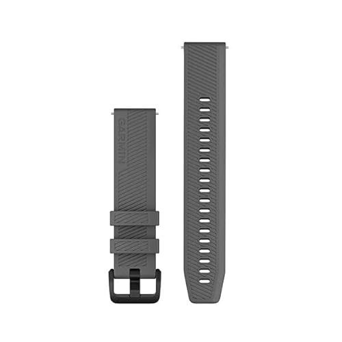 Garmin Original Armband, 20 mm, Schnellverschluss, Silikon, Slate Gray, Slate Gray, 20mm, Casual von Garmin