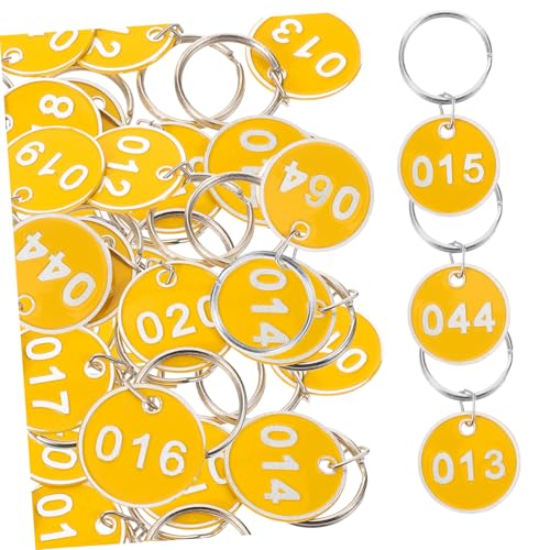 Garneck Aluminium Schlüsselanhänger 1-100 Mit Nummerierten ID Tags – Praktische Kennzeichnungsmarken Zur Organisation Von Garderoben Und Schlüsseln - Set in Gelb von Garneck