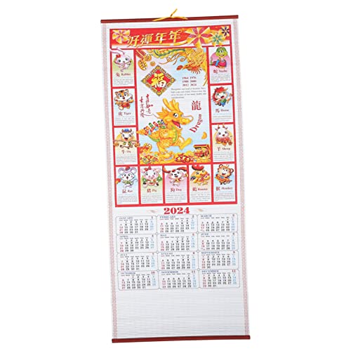 Garneck Chinesischer Wandkalender 2024 Im Bambusdesign – Jahr Des Drachen - Feng Shui Kalender Für Glückstage - Ideal Für Zuhause Und Büro Dekorativ Und Informativ von Garneck