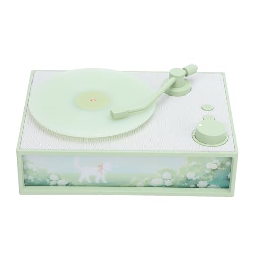 Vintage-Plattenspieler mit Umgebungslicht, Aromatherapie-Lautsprecher für Schlafzimmerdekoration, USB-Phonograph-Stil, Geeignet für Musikliebhaber, ABS-Material (Green) von Garosa