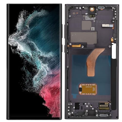 6,8-Zoll-OLED für Galaxy S22 Ultra, LED-LCD-Display, Touchscreen-Digitizer-Baugruppe S22ultra 5G SM S908B, LCD-Bildschirm-Ersatz mit Rahmen, Internationale EU-Version von Garsent