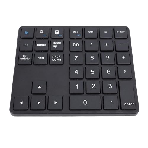 Bluetooth-Nummernblock für Laptop, Kabellose Nummerntastatur, Wiederaufladbarer USB-Ziffernblock mit 35 Tasten, Numpad, Externe Numpad-Tastatur für Laptop, PC, Notebook (Black) von Garsent