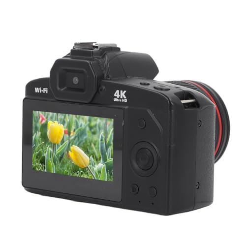 Garsent 4K-Digitalkamera, 64-MP-Kamera für Fotografie und Video, Reisekamera mit 3-Zoll-Bildschirm und 16-fachem Digitalzoom, Vlogging-Kamera, IR-Nachtsicht, 4800-mAh-Batterien (64G) von Garsent