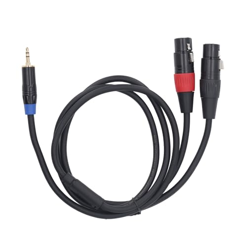 Garsent Dual-weibliches XLR-auf-3,5-mm-Y-Splitterkabel, XLR-auf-1/8-Zoll-Stereo-Aux-Interconnect-Mikrofonanschluss-Adapterkabel, Rauschunterdrückung, für Mixer-CD-Player (2m) von Garsent