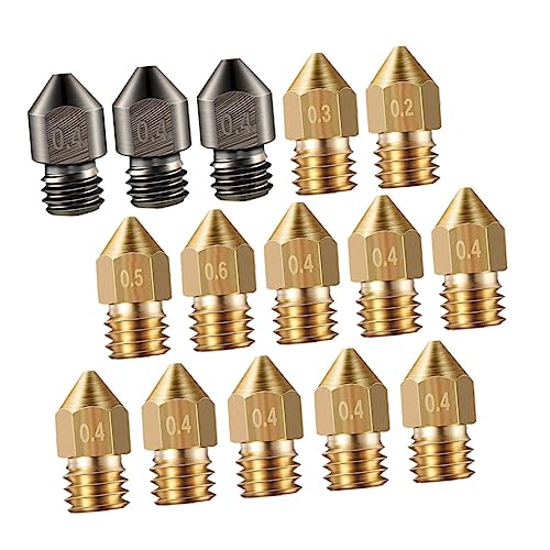 Gatuida 15St 3d drucker zubehör Extruderdüse für 3D-Drucker Extruder-Druckkopf D printer parts Printer nozzle kit Extruderdüse aus gehärtetem Stahl Düsen aus Messing Gerade gehärtet von Gatuida