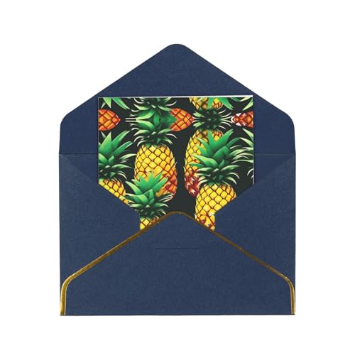 Dankeskarte mit tropischen Früchten und Ananas, mit Umschlag, Weihnachtsgeschenkkarte mit Goldfolien-Rand von GaxfjRu