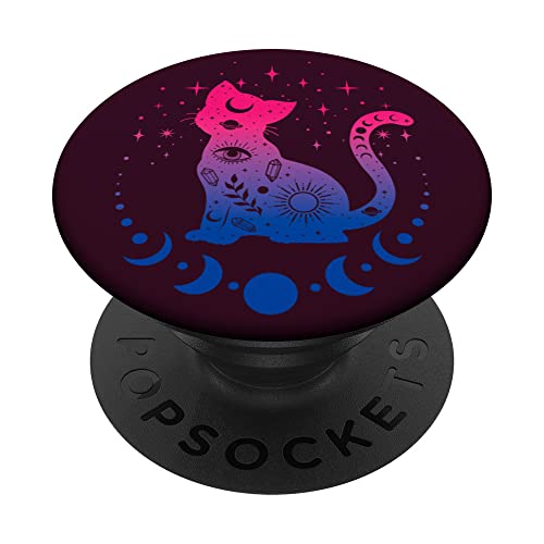 Bisexuelle Astrologie-Katze, Farben der Bi-Pride-Flagge PopSockets Klebender PopGrip von Gay Pride LGBT by Content Design Studio