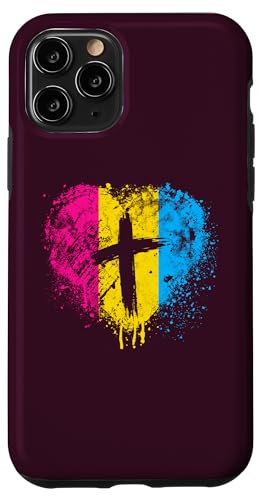 Hülle für iPhone 11 Pro Herz mit Kreuz, Pansexuell, Christlich religiös von Gay Pride LGBT by Content Design Studio