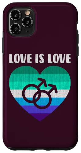 Hülle für iPhone 11 Pro Max Gay Männer Symbol mit Herz, Liebe ist Liebe von Gay Pride LGBT by Content Design Studio