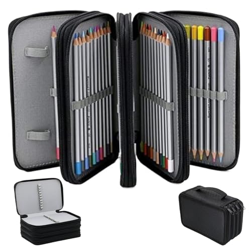 1pc Colored Bleistift Gehäuse, 4 Schichten 72 Slots Colored Bleistifthalter, Oxford -Stoffbleistiftspeicher mit Griff, Organizer für Zipper -Bleistift -Gehäuse für das Schulbüro.. von Gcroet