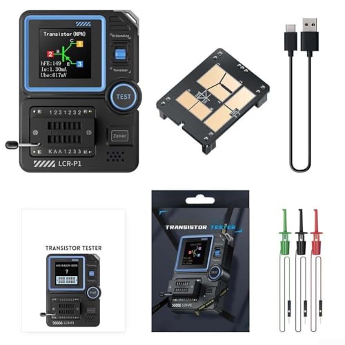 LCR-P1 Transistor-Tester, LCR ESR Messgerät, Diode Triode Kapazität Widerstand Messgerät, Transistor Kondensator Tester, ESR Tester Automatischer Detektor NPN PNP MOSFET von Gdfnmogo