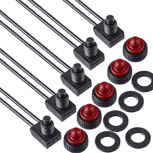 Gebildet 5pcs 0~250V/3Amp Selbstsperrender Druckknopfschalter, Wasserdichter Verkabelt Druckknopf EIN-Aus Schalter für Motorrad/Auto(Rote wasserdichte Kappe) von Gebildet