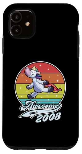 Hülle für iPhone 11 Geburtstag Mädchen Damen Awesome since 2008 Einhorn Unicorn von Geburtstag Jahrestag Spruch Einhorn Unicorn