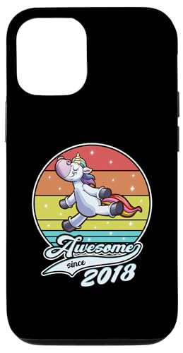 Hülle für iPhone 14 Pro Geburtstag Mädchen Damen Awesome since 2018 Einhorn Unicorn von Geburtstag Jahrestag Spruch Einhorn Unicorn