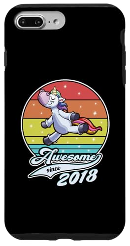 Hülle für iPhone 7 Plus/8 Plus Geburtstag Mädchen Damen Awesome since 2018 Einhorn Unicorn von Geburtstag Jahrestag Spruch Einhorn Unicorn