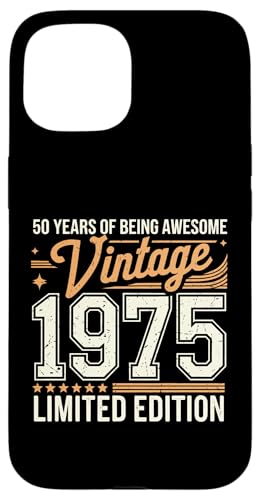 Hülle für iPhone 15 50. Geburtstag Mann Frau 50 Jahre 1975 Deko Lustig Geschenk von Geburtstags TShirt 50 Jahre Mann Frau Damen Herren