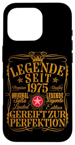 Hülle für iPhone 16 Pro 50. Geburtstag Mann Frau 50 Jahre 1975 Deko Lustig Geschenk von Geburtstags TShirt 50 Jahre Mann Frau Damen Herren