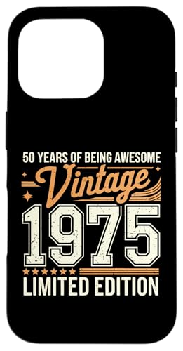 Hülle für iPhone 16 Pro 50. Geburtstag Mann Frau 50 Jahre 1975 Deko Lustig Geschenk von Geburtstags TShirt 50 Jahre Mann Frau Damen Herren