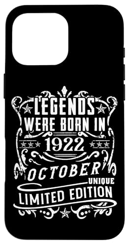 Hülle für iPhone 16 Pro Max Geburtstag Oktober 1922 Limited Geschenk Edition Vintage von Geburtstagsgeschenk Damen 1922 Geschenkidee Herren