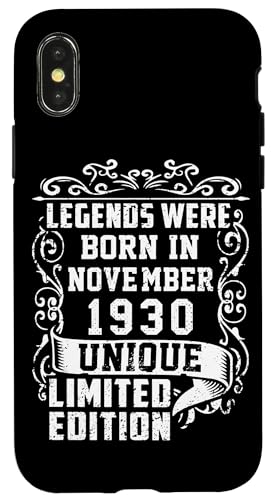 Hülle für iPhone X/XS Geburtstag November 1930 Limited Geschenk Edition Vintage von Geburtstagsgeschenk Damen 1930 Geschenkidee Herren