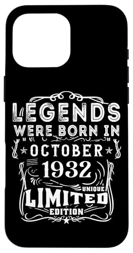 Hülle für iPhone 16 Pro Max Geburtstag Oktober 1932 Limited Geschenk Edition Vintage von Geburtstagsgeschenk Damen 1932 Geschenkidee Herren