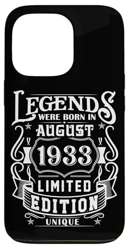 Hülle für iPhone 13 Pro Geburtstag August 1933 Limited Geschenk Edition Vintage von Geburtstagsgeschenk Damen 1933 Geschenkidee Herren