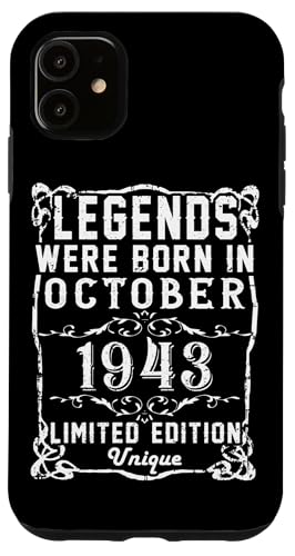 Hülle für iPhone 11 Geburtstag Oktober 1943 Limited Geschenk Edition Vintage von Geburtstagsgeschenk Damen 1943 Geschenkidee Herren