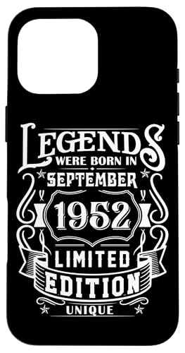 Hülle für iPhone 16 Pro Max Geburtstag September 1952 Limited Geschenk Edition Vintage von Geburtstagsgeschenk Damen 1952 Geschenkidee Herren