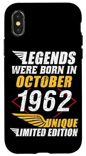 Hülle für iPhone X/XS Geburtstag Oktober 1962 Limited Geschenk Edition Vintage von Geburtstagsgeschenk Damen 1962 Geschenkidee Herren