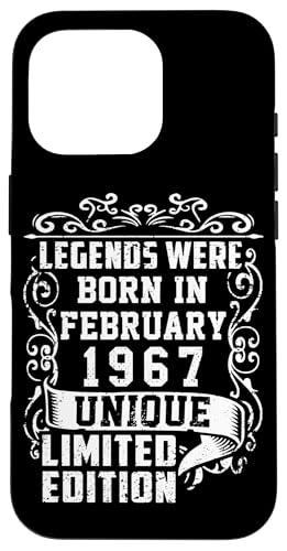 Hülle für iPhone 16 Pro Geburtstag Februar 1967 Limited Geschenk Edition Vintage von Geburtstagsgeschenk Damen 1967 Geschenkidee Herren