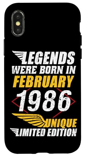 Hülle für iPhone X/XS Geburtstag Februar 1986 Limited Geschenk Edition Vintage von Geburtstagsgeschenk Damen 1986 Geschenkidee Herren