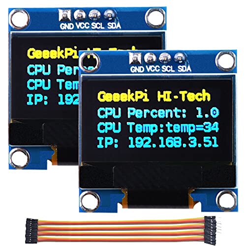 GeeekPi 5Pcs OLED Display Module I2C IIC 128X64 Pixel 0.96 Inch Display Module Yellow Blue Two-Color Display Compatible with Raspberry Pi Arduino 51 Series MCU STM32 R3 and Mega von GeeekPi