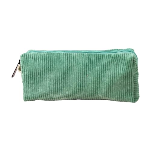 Federmäppchen Mäppchen Cord Stoff Kosmetiktasche tragbare Aufbewahrungstasche Federtasche Stiftetasche Stiftemappe Pencil Case Schulmäppchen für Schule Mädchen Teenager Frauen (Dunkelgrün) von Gehanico