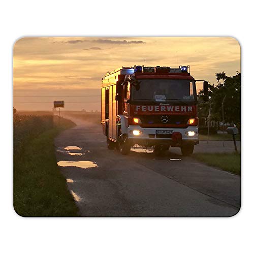 Addies Mousepad 'Feuerwehr' schönes Mauspad Motiv in feiner Cellophan Geschenk-Verpackung mit Kautschuk Untermaterial, 24x19cm - MP09 von BYUP