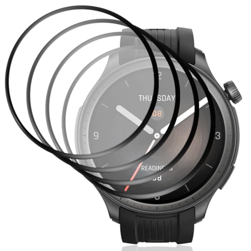 Gelaasso 4 Pezzi Schutzfolie für Amazfit Balance Flexible HD Displayschutzfolie, Anti-Kratzen Wasserdicht TPU Weich Displayschutz Film für Amazfit Balance von Gelaasso