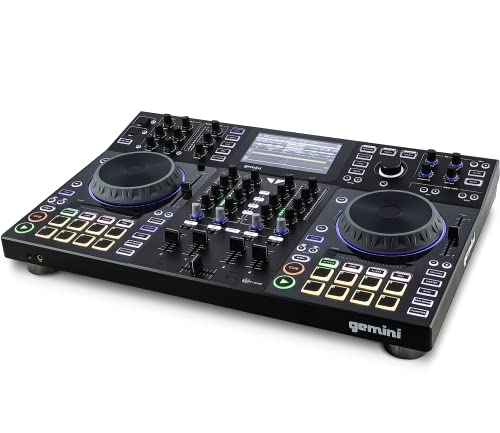 Gemini Sound SDJ-4000 Standalone / MIDI Controller DJ Equipment Console-Tabelle mit 2 Decks, 4-Kanal-Audiomischer, berührungskapazitive Jog-Räder und 7 "Zoll HD-Bildschirm, Black von Gemini Sound